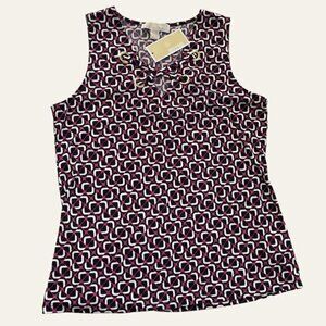 MICHAEL KORS Sleeveless Black And Pink Blouse V-Neck Size M